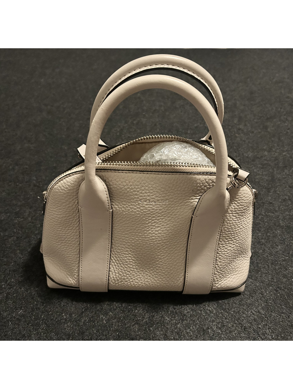 Coach Bleecker Mini Preston Satchel 30143 Pebbled Leather Crossbody Bag Cream